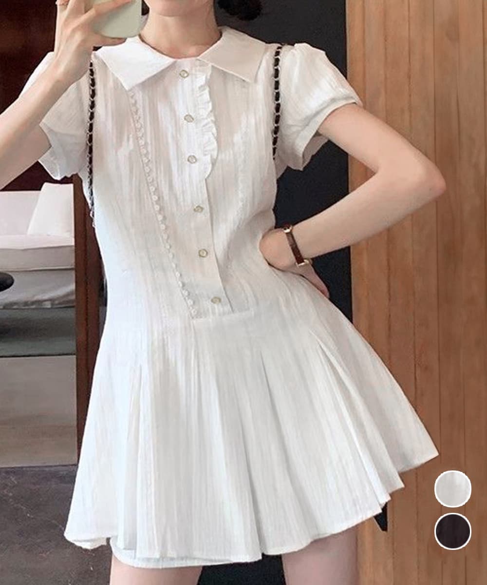 フリルプリーツワンピース ショートパンツ付き