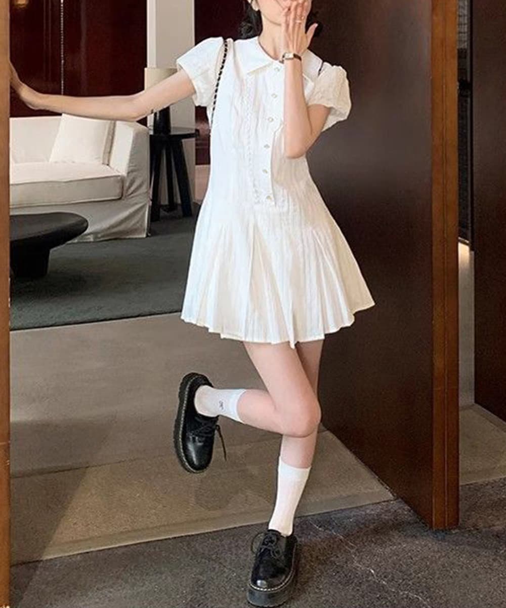 フリルプリーツワンピース ショートパンツ付き