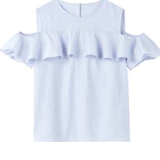 オープンショルダー フリルブラウス
