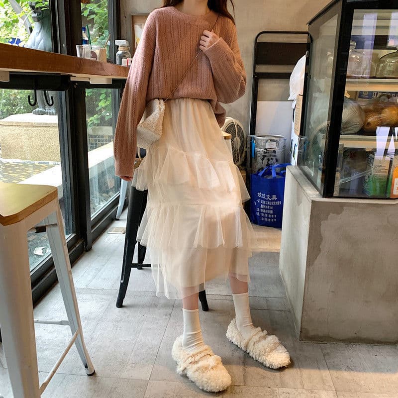 チュールフリルスカート