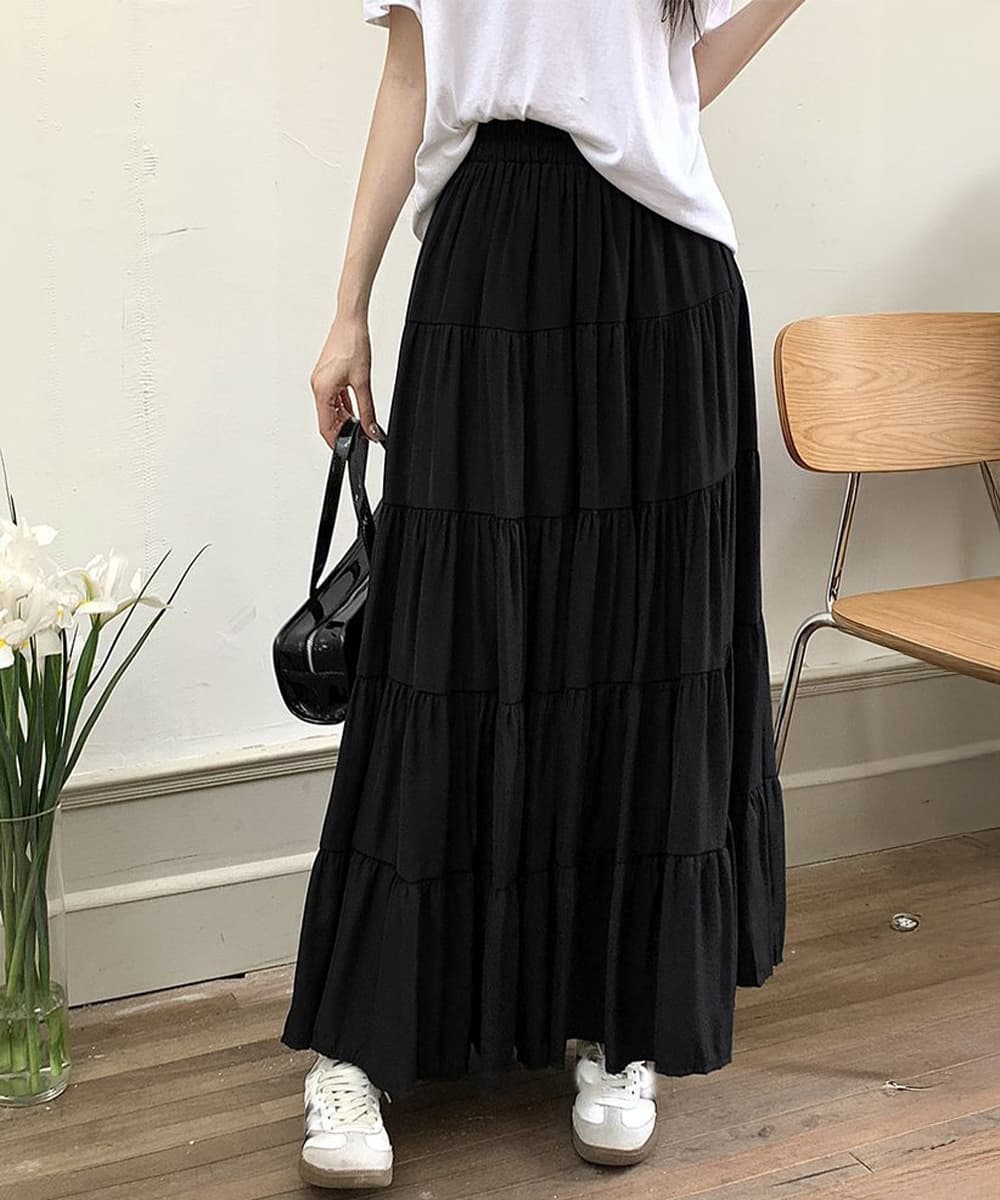 ティアードフリルロングスカート