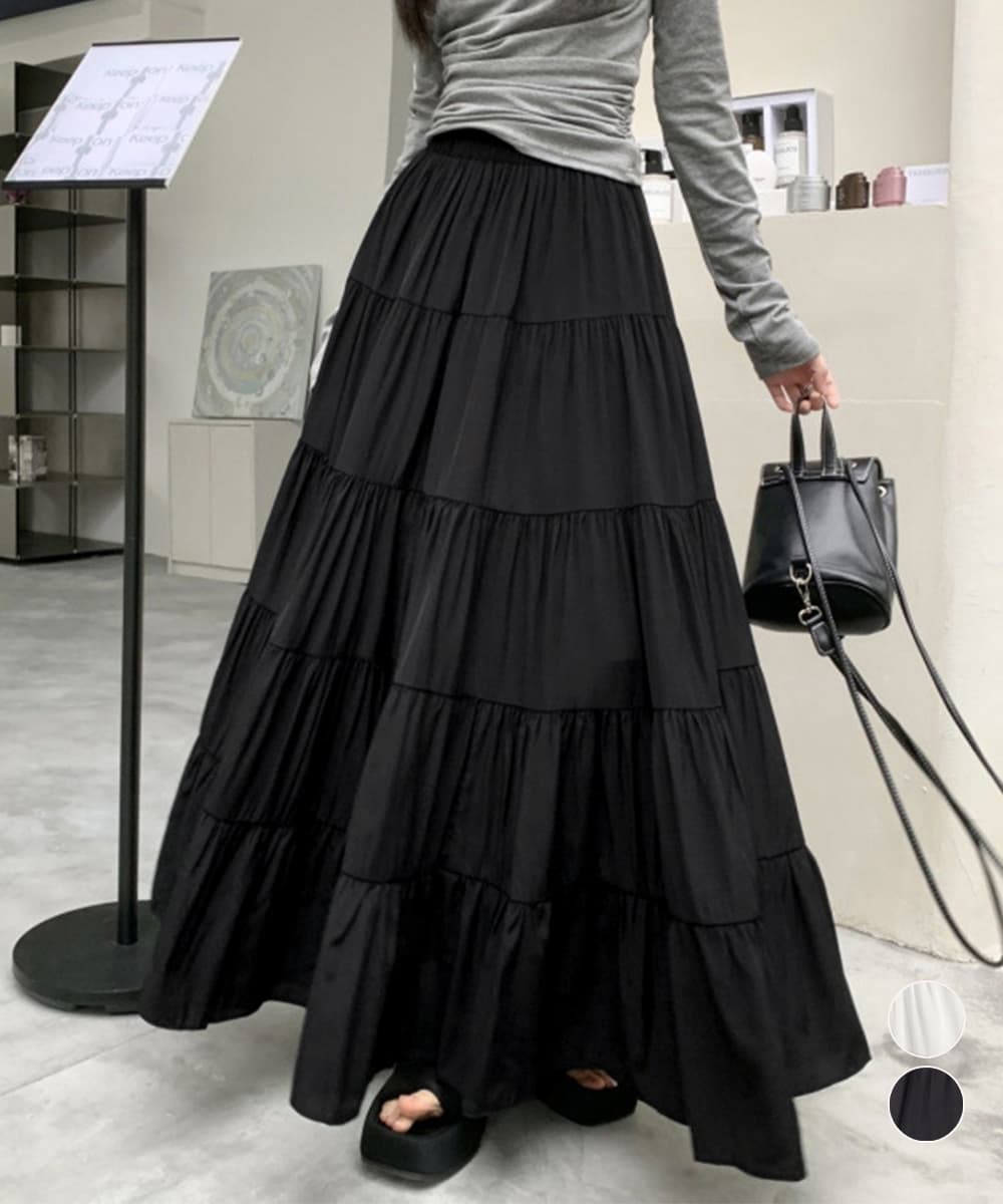 ティアードフリルロングスカート